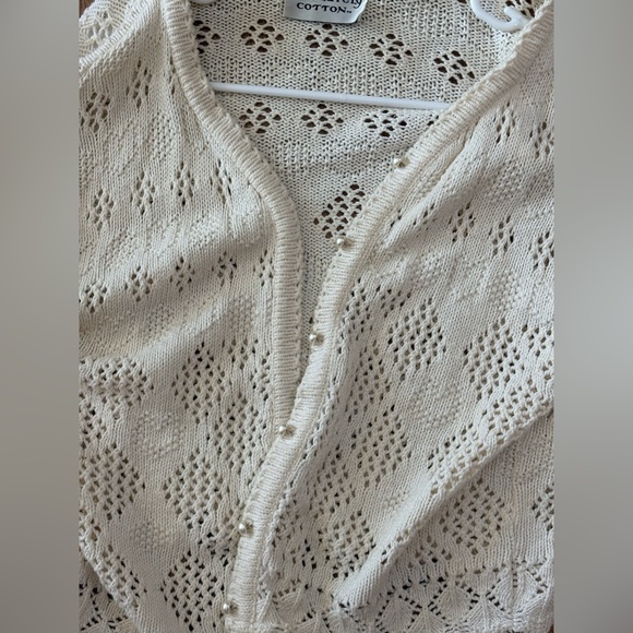 Lace Knit Cream Cardigan - Picture 2 of 3